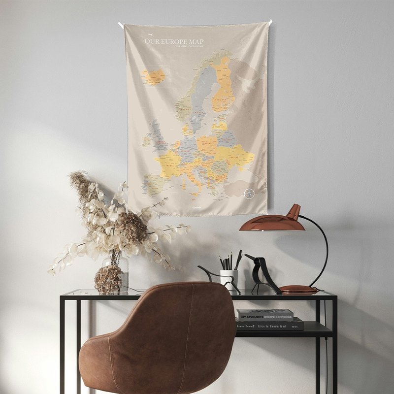 歐洲地圖佈置-訂製歐洲掛布。霧彩綠 (客製化禮物 聖誕禮物推薦) - 地圖 - 聚酯纖維 綠色