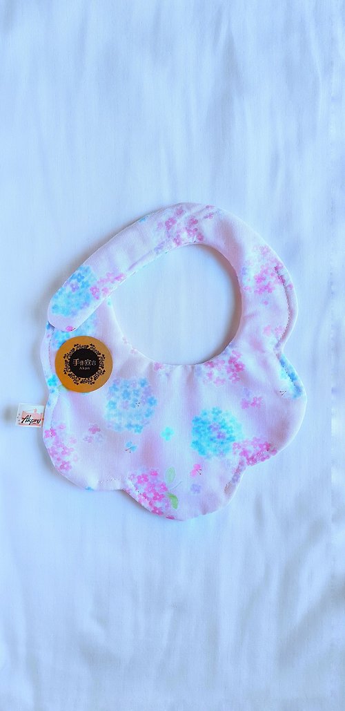 Akpn手作宣言 花團錦簇-粉-金蔥八層紗100%cotton隨性圓弧造型圍兜.口水巾