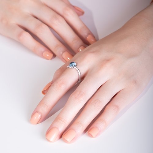 MARON Jewelry Mirari Curve Ring with Sky Blue Topaz