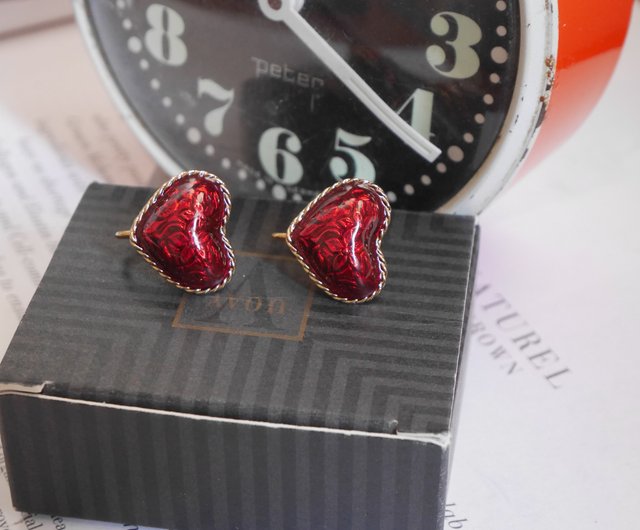 Vintage Clip On Earrings Red Enamel Silver deals Metal Earrings