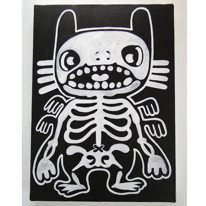Original drawing of bone cat - Posters - Pigment Black