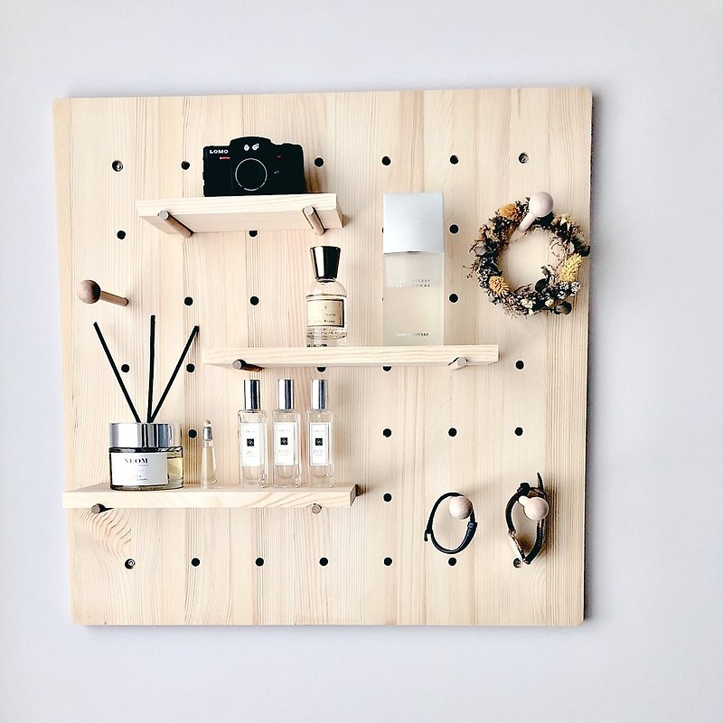 Zakka Casa Home Life/Solid Wood Hole Board/Wooden Hole Board/Nordic Hole Board/Shelf - กล่องเก็บของ - ไม้ 