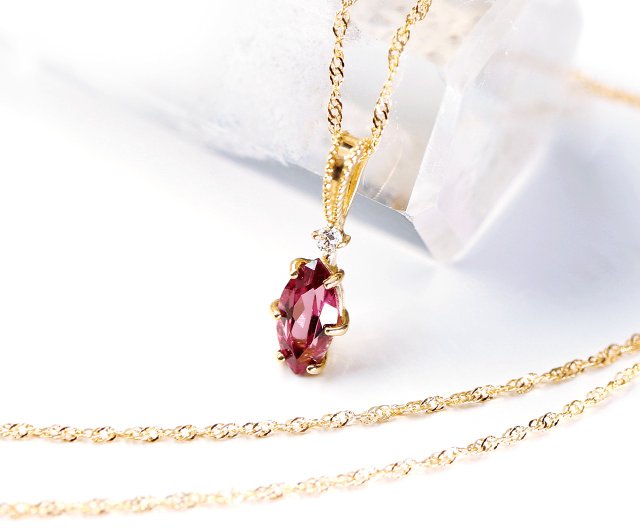 K18 Rhodolite Garnet & Diamond Necklace ~Ello Luculia~ January