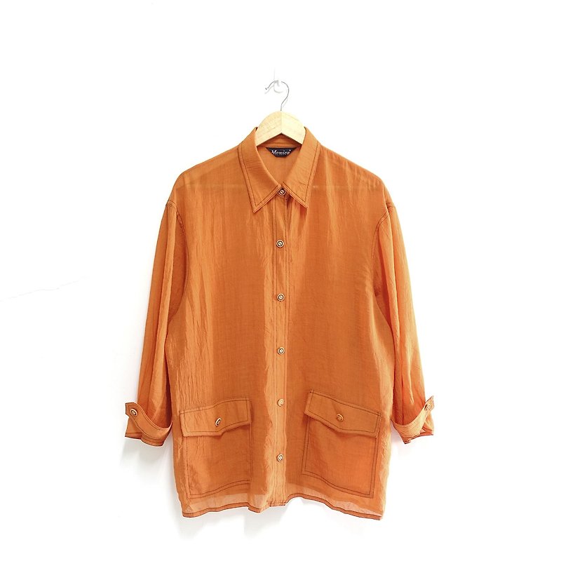 │Slowly│orange.-Old shirt │vintage.Retro.Literature - Women's Shirts - Polyester Orange