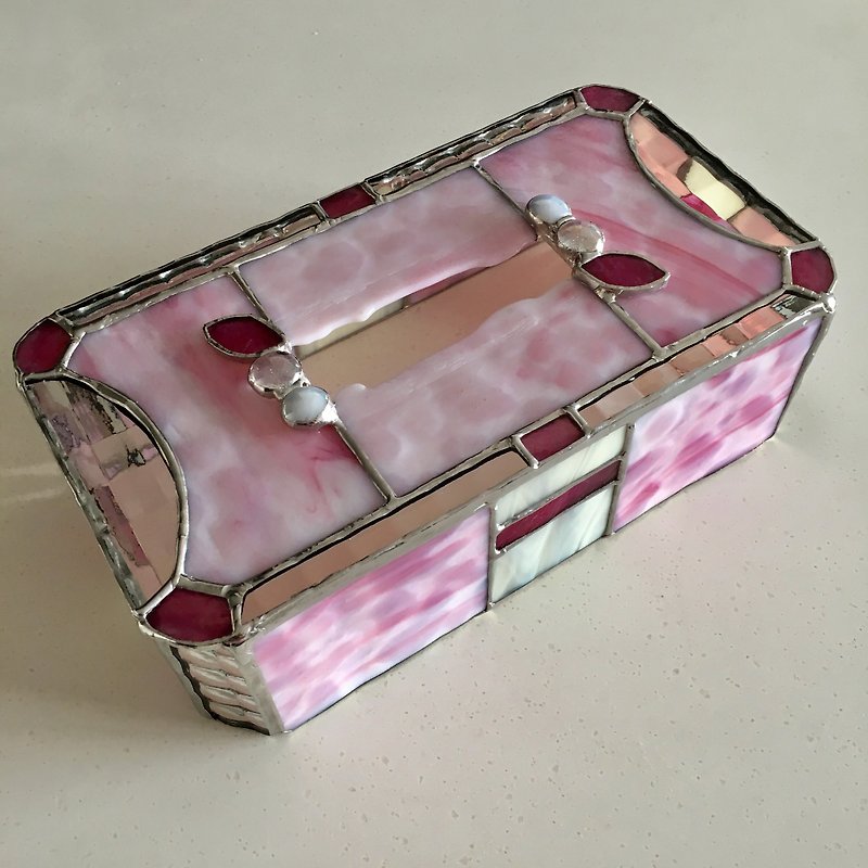 ティッシュボックスケース ストロベリー ガラス Bay View - 面紙盒 - 玻璃 粉紅色