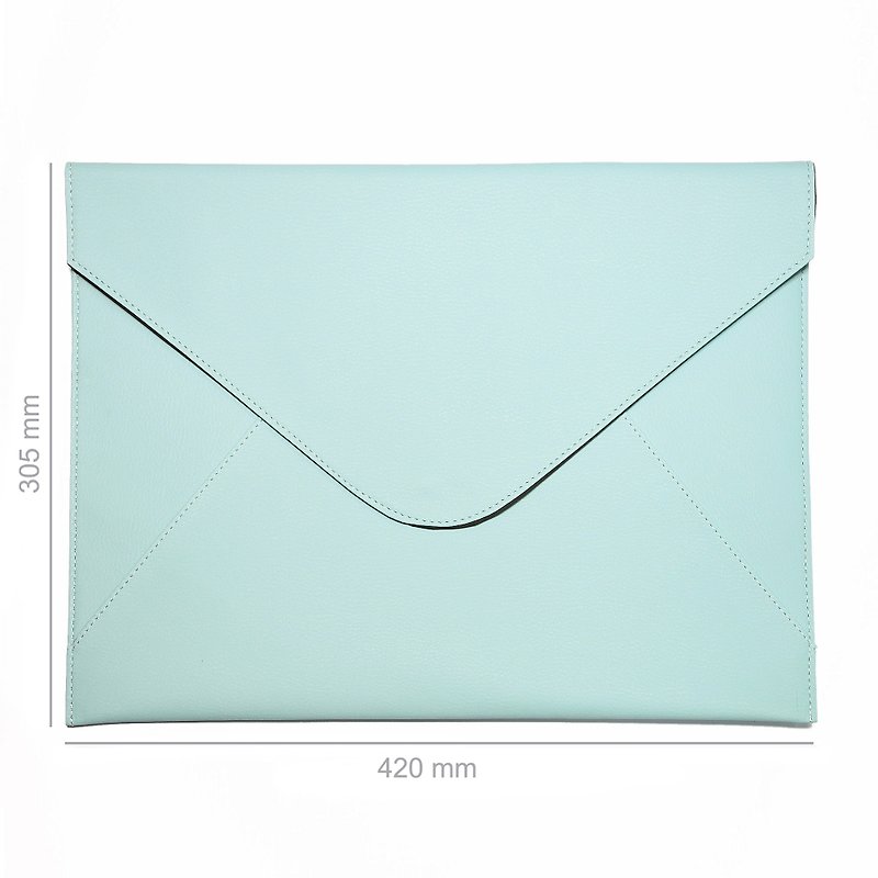 Bellagenda 15 inch tablet Bag, Document Envelope, Sleeve Notebook Case Duck Egg - กระเป๋าแล็ปท็อป - หนังเทียม สีน้ำเงิน