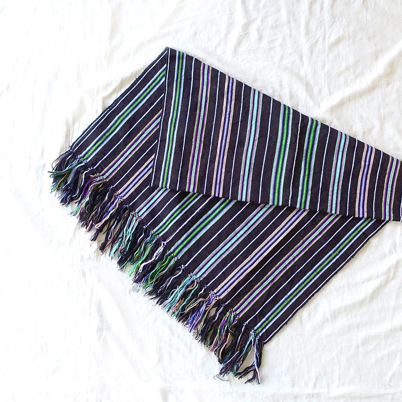 BajuTua / warm old things / Mexican black stripe color striped handmade blanket - Blankets & Throws - Wool Brown