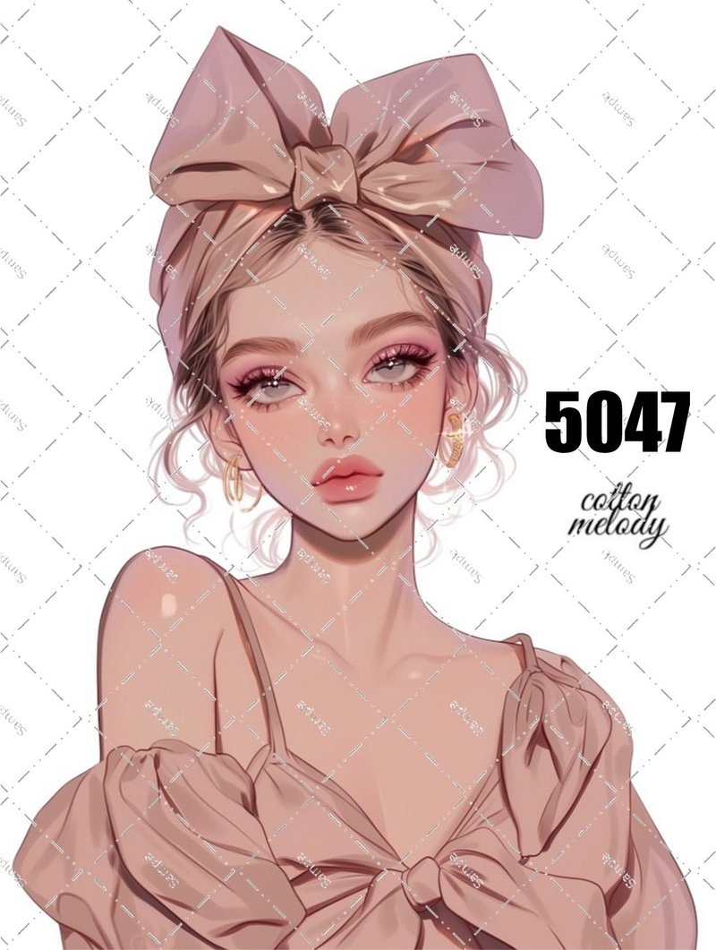original sticker no.5047 人物ステッカー オリジナルステッカー オリジナル人物ステッカー 装飾ステッカー cotton melody - 貼紙 - 紙 