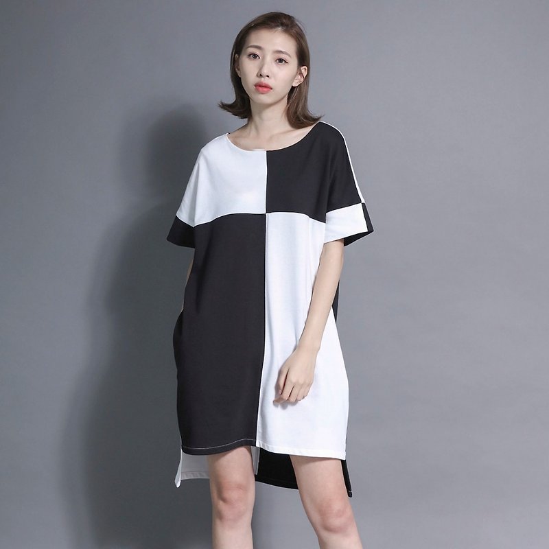 SU:MI said Limits Demarcation black and white dress _7SF010 - One Piece Dresses - Cotton & Hemp Transparent