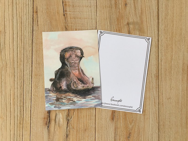 Animal Postcard Yelling Hippo - Cards & Postcards - Paper 