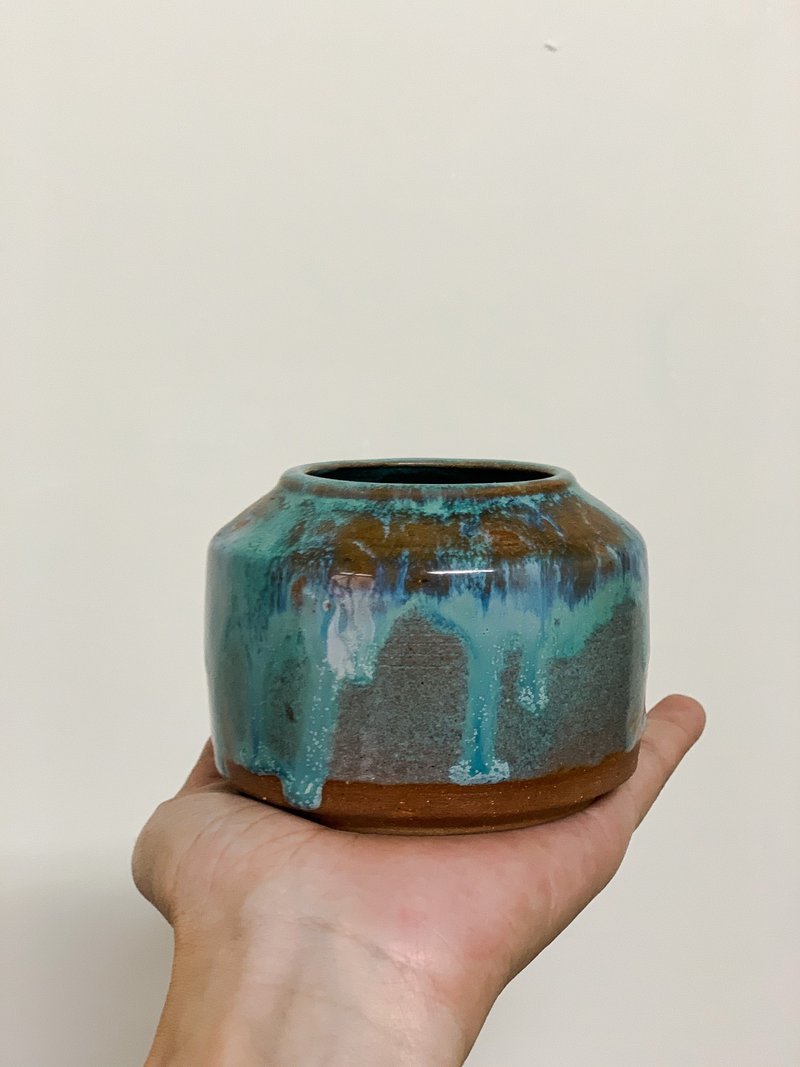 流釉款縮口花器 - 花瓶/花器 - 陶 多色