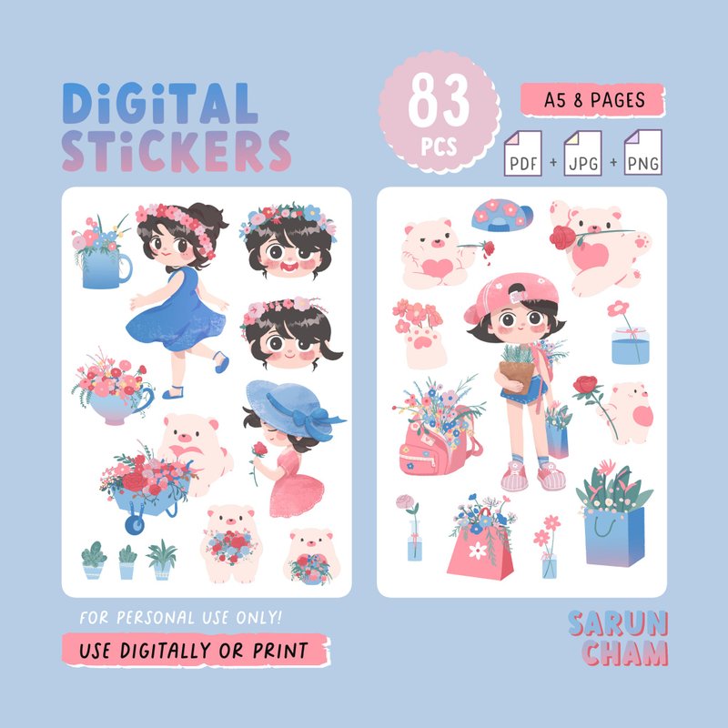 Digital sticker - Plant Floral - 電子似顏繪/繪畫/插畫 - 其他材質 
