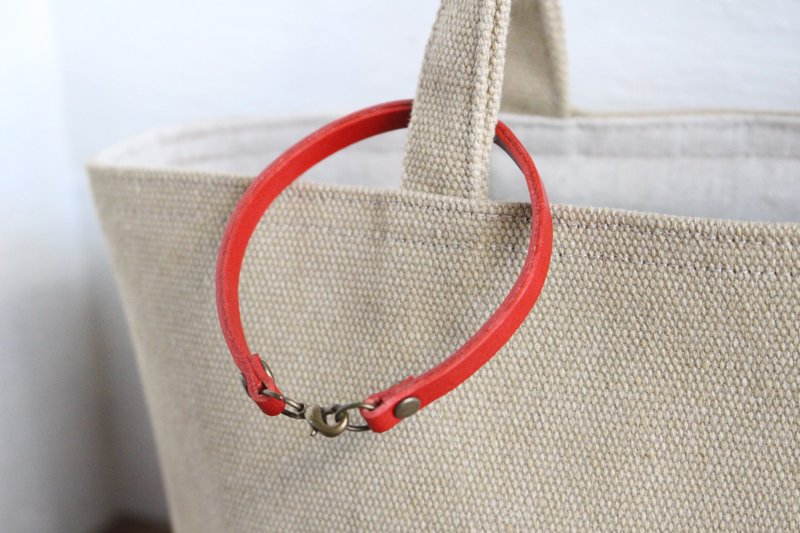 Genuine leather leather strap red - พวงกุญแจ - หนังแท้ สีแดง