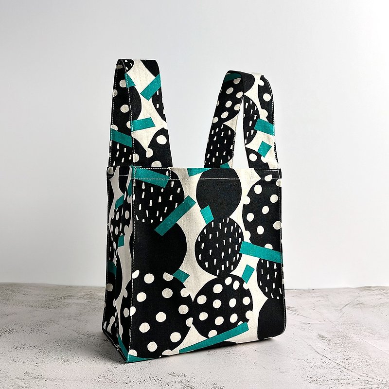 Cotton small shopping bag breakfast bag - polka dots - Handbags & Totes - Cotton & Hemp 