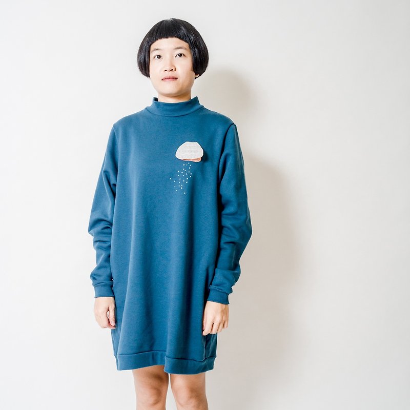 clam with a pearl / sweatshirt / one piece - One Piece Dresses - Cotton & Hemp Blue