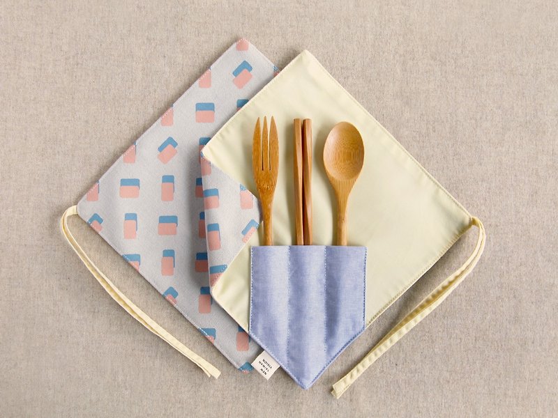 [One corner chopstick set] - Sandwich white - ช้อนส้อม - ผ้าฝ้าย/ผ้าลินิน ขาว