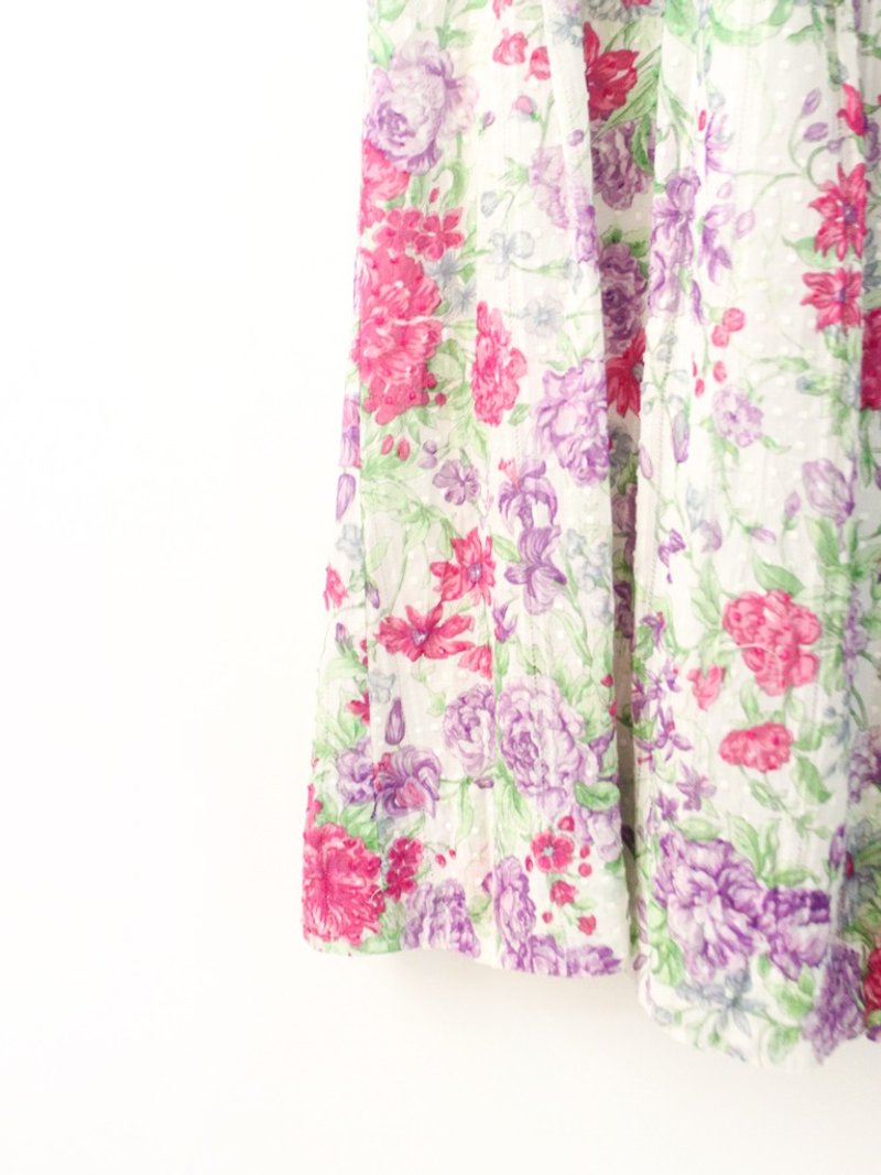 復古日本製甜美浪漫粉紅花朵碎花純棉無袖古著洋裝 Vintage Dress - 洋裝/連身裙 - 棉．麻 粉紅色