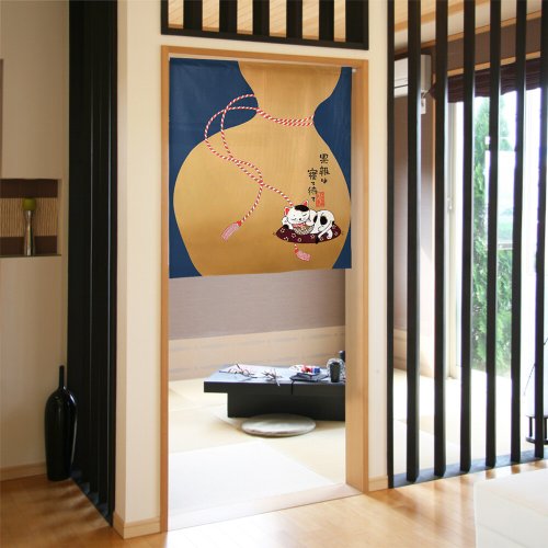 Moonstar House 星月屋 【預訂】日本製 藍色招財貓短門簾