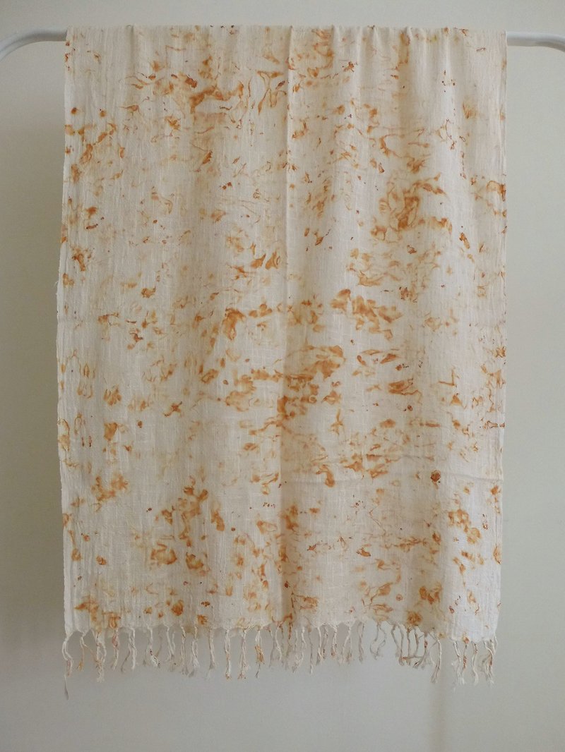 Rust-dyed tulle cotton scarf - ผ้าพันคอถัก - ผ้าฝ้าย/ผ้าลินิน 