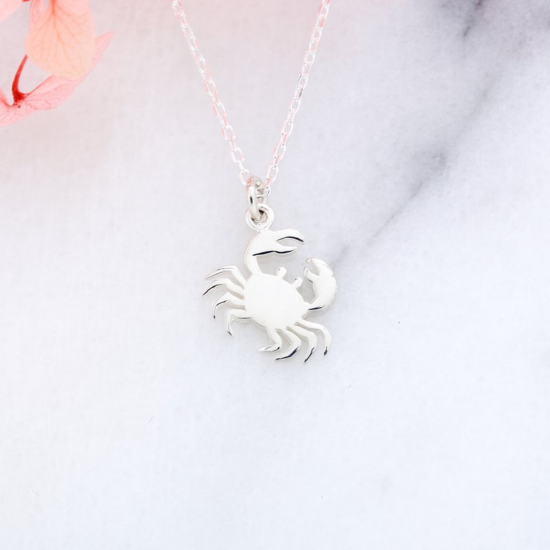 Cancer Crab s925 sterling silver necklace Valentine's Day gift - สร้อยคอ - เงินแท้ สีเงิน