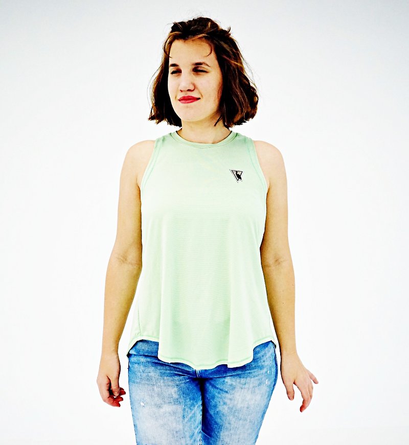 EGRET LOVE Tank-淺綠條紋 - 女裝 背心 - 聚酯纖維 
