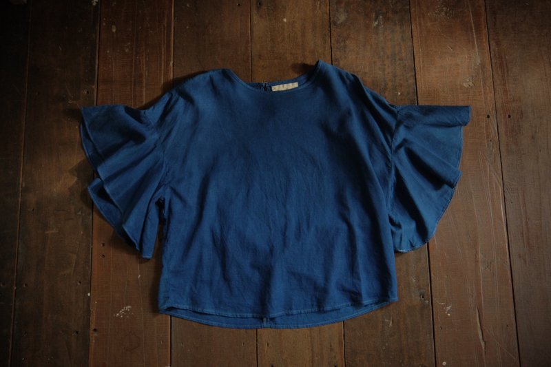 Re*Digo Project | re-dye used cloth with natural indigo - 女上衣/長袖上衣 - 棉．麻 藍色