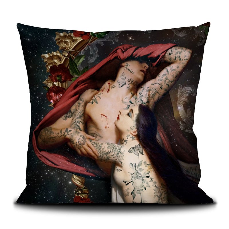 VOGLIO BENE Paolo and Francesca pillowcase/cushion cover/sofa pillow case - Pillows & Cushions - Polyester Black