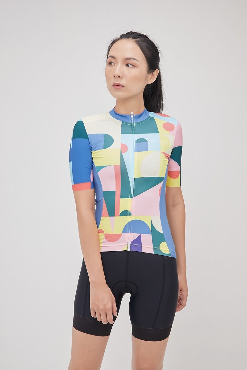 Cycling Lightweight Jersey_Geometric mix color print - Women's Sportswear Tops - Polyester Multicolor
