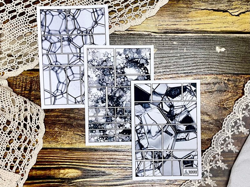 (paper sticker 10pcs all pack) black bubble 3 types - 貼紙 - 紙 黑色