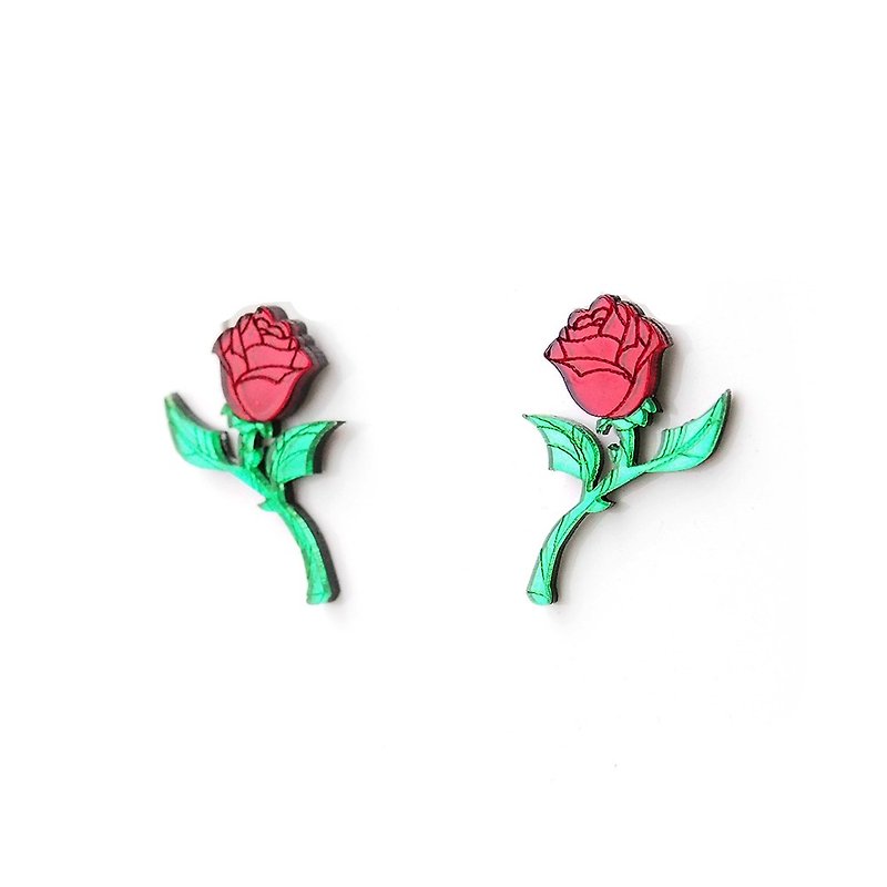Rose Studs - Earrings & Clip-ons - Acrylic Brown