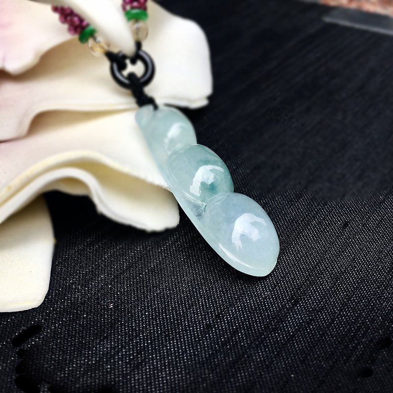 A lot of natural ice floating flower jade (Burma Jade) bean carving pendant - Necklaces - Gemstone Purple
