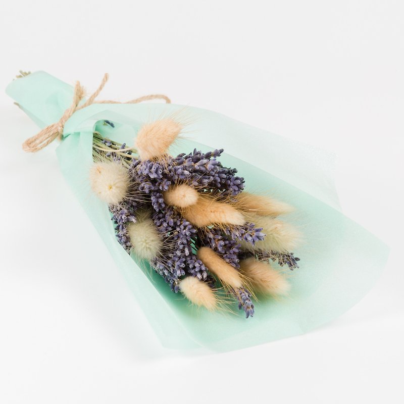 Kinki hand made lavender forest - rabbit tail grass Tiffany blue package small bouquet of dried flowers departure farewell gift exchange small bouquet of fresh flowers healing ceremony - ตกแต่งต้นไม้ - พืช/ดอกไม้ สีเขียว