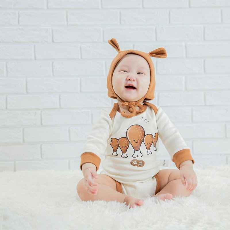 【YOURs】Blessed to be able to wear onesies and hats for babies and babies during the first month and New Year’s celebrations - Onesies - Cotton & Hemp Multicolor