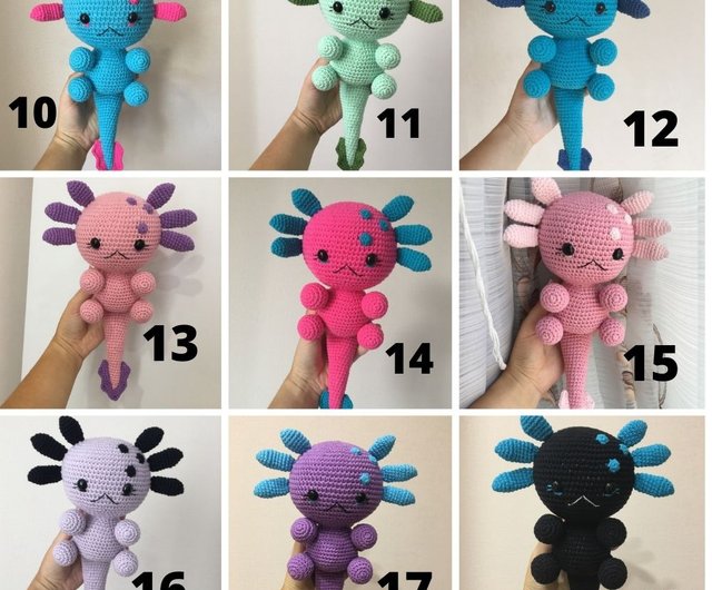 Axolotl plush kawaii crochet axolotl handmade nautican baby toy gift  KnitInBy