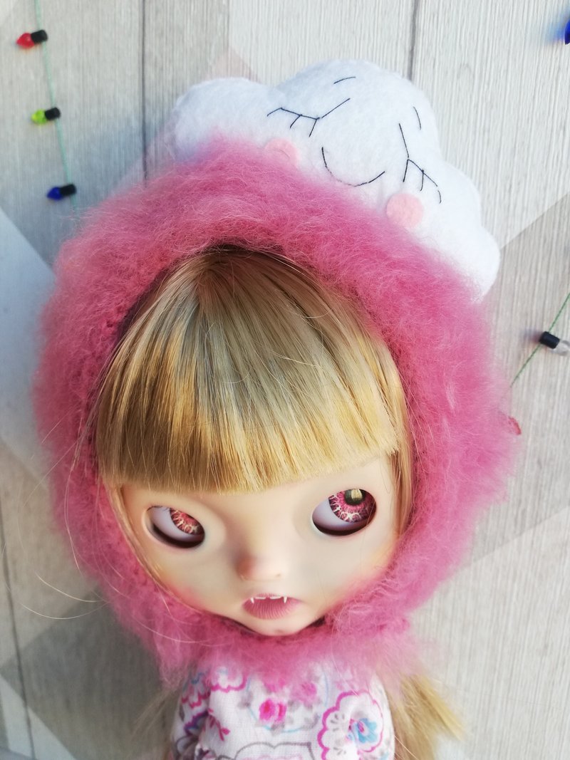 Blythe doll hat with Cloud - 公仔/玩偶 - 棉．麻 粉紅色