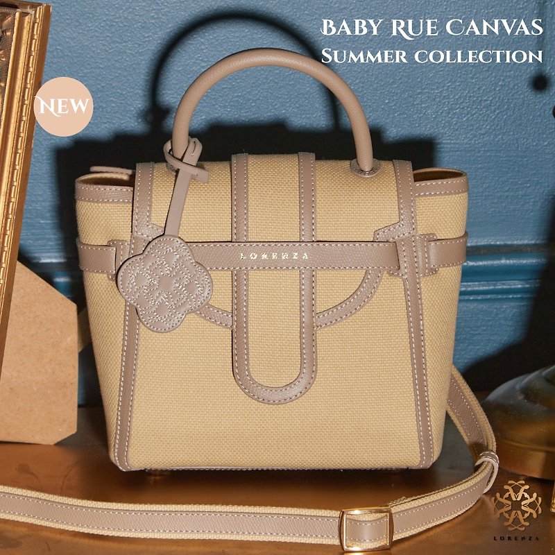 Baby Rue Canvas water resistant leather and canvas - 側背包/斜孭袋 - 棉．麻 咖啡色