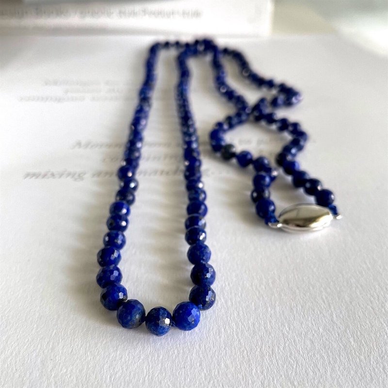 Ultramarine blue lapis lazuli long necklace - Long Necklaces - Semi-Precious Stones Blue