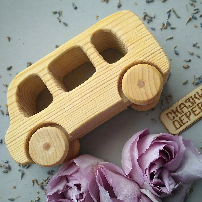 [Selected Gifts] Chunmu Fairy Tale-Russian Building Blocks-Car Series: Bus - Kids' Toys - Wood Orange