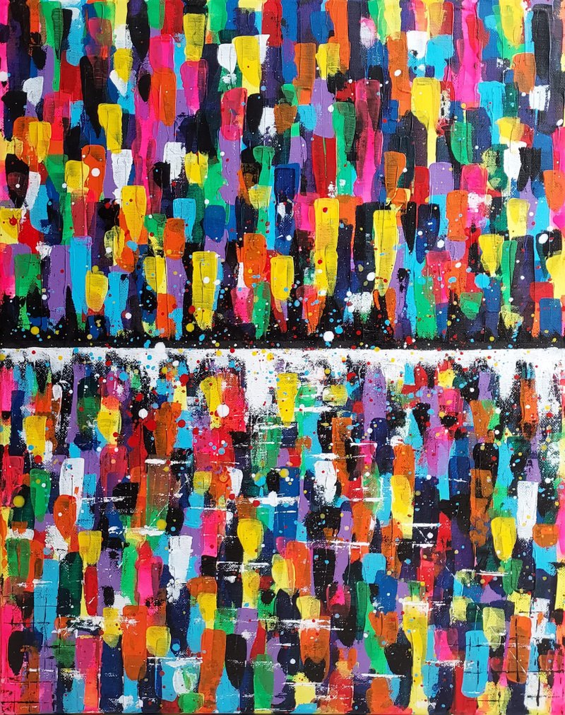 Bustling frameless painting Acrylic painting abstract painting - โปสเตอร์ - วัสดุอื่นๆ หลากหลายสี