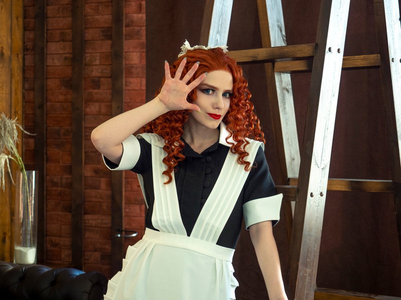 Magenta RHPS maid uniform - Rocky Horror picture show cosplay - Made to order - อื่นๆ - วัสดุอื่นๆ สีดำ