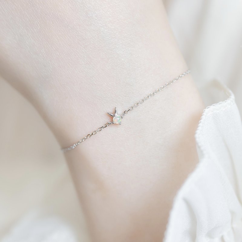 Opal 925 Sterling Silver Rabbit Bracelet - Bracelets - Gemstone Silver