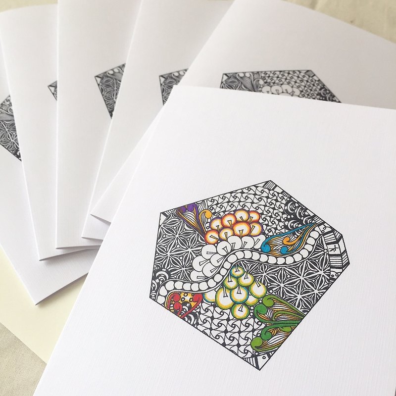 Gift Coloring Cards in Tangle Art (5PCS/SET) - การ์ด/โปสการ์ด - กระดาษ ขาว