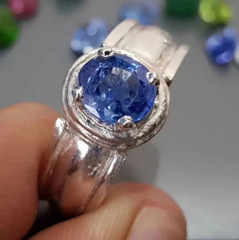 Natural ceylon Blue Sapphire Ring for men Sri lanka sapphire rings Royal Blue - 戒指 - 寶石 藍色
