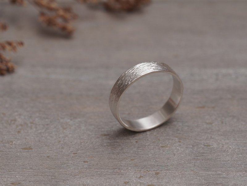 ni.kou sterling silver silk pattern single ring men's ring women's ring tail ring (wide version) - แหวนทั่วไป - โลหะ 