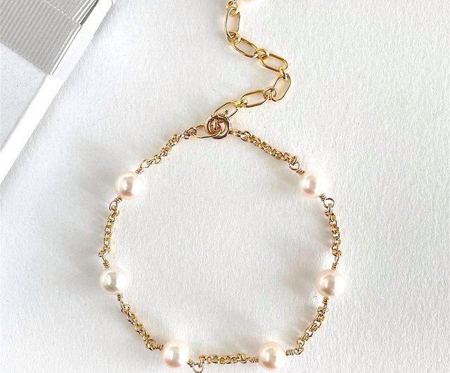 Akoya pearl アコヤパールのステーションブレスレット 7粒