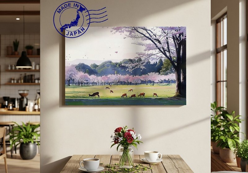 日本製帆布畫・奈良公園・日本風景・送禮、擺設、裝飾 - 壁貼/牆壁裝飾 - 棉．麻 