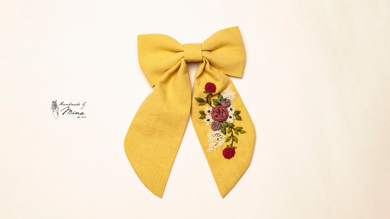 Handmade by Mina【法式手工刺繡髮夾】野莓花園手工刺繡髮夾 - 髮圈/髮夾 - 棉．麻 