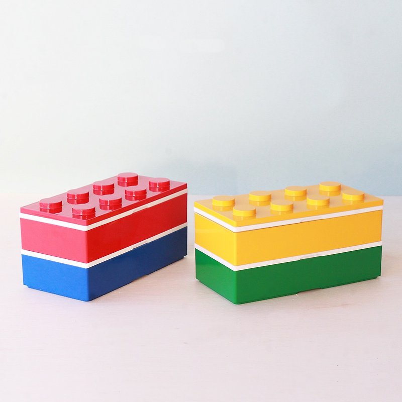 Two-Tone Coloured Block Lunchbox 480ml Container Bento Bentobox Kids Japan - 便當盒/飯盒 - 塑膠 藍色
