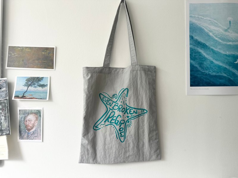 *預購* 海星晨光・防潑水手提包 Tote Bag - 手提包/手提袋 - 尼龍 灰色