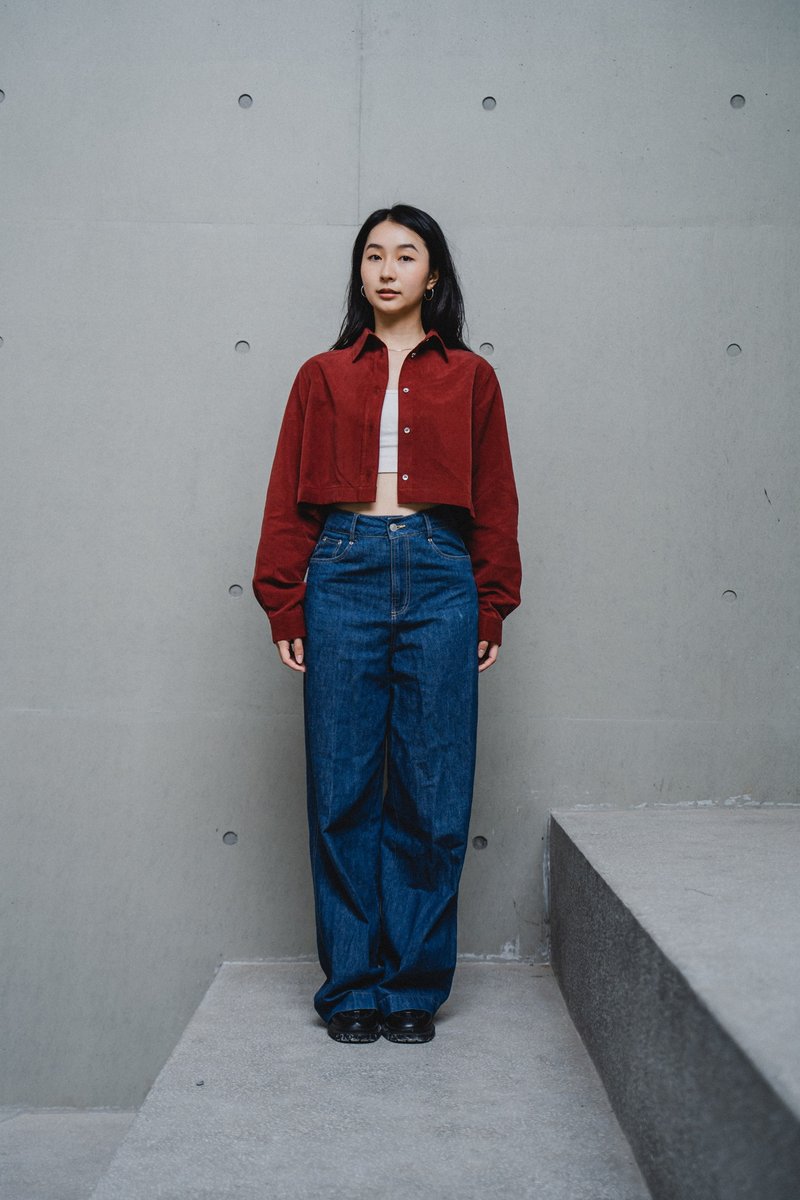 紅色天絲棉襯衫 RED CROPPED TENCEL COTTON SHIRT - 女襯衫 - 棉．麻 紅色